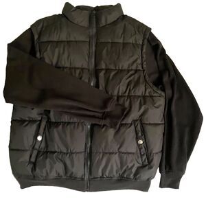 Seventy Seven Puffer Vest Jacket Black Sweatshirt Sleev 3XL Snow Skater Ski Work